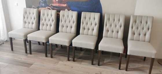 Image 1 of 6 beige stoelen/ 6 beige chairs