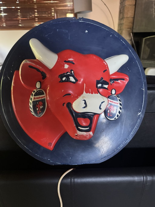 Enseigne Publicitaire Lumineuse “La Vache Qui Rit” – Années 1980 – Ø 53 cm