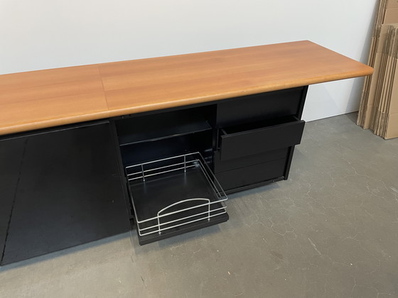 Image 1 of Buffet design italien noir avec plateau en bois, années 90