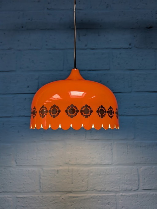 Vintage Orange Pendant Lamp, 1960s, Danish Design From Fog & Mørup