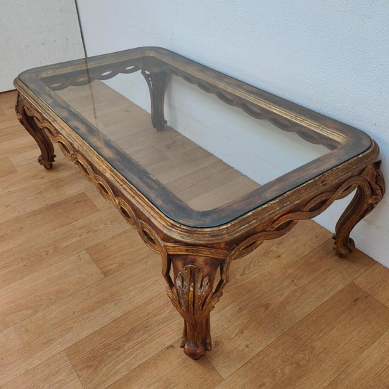Tavolino da caffè Vintage Regency con piano in vetro. Legno – Tavolini da caffè, Glass, Wood (photo 4 of 12)