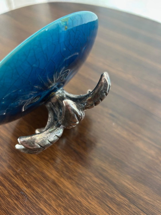 Image 1 of blue ceramic trinket tray