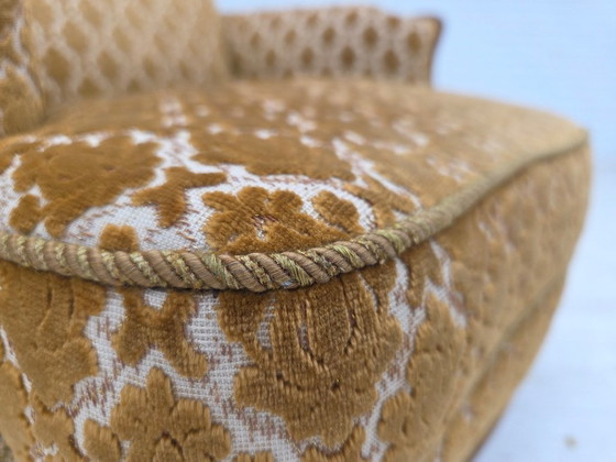 Image 1 of 1950s Danish Relax Chair, Furniture Velour, Carved Ash Wood