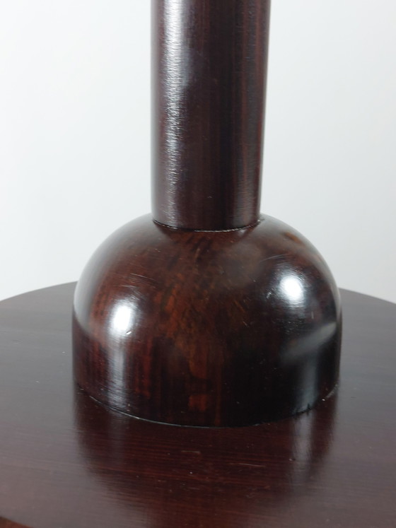 Image 1 of Vintage postmodern wooden table lamp with pleated shade