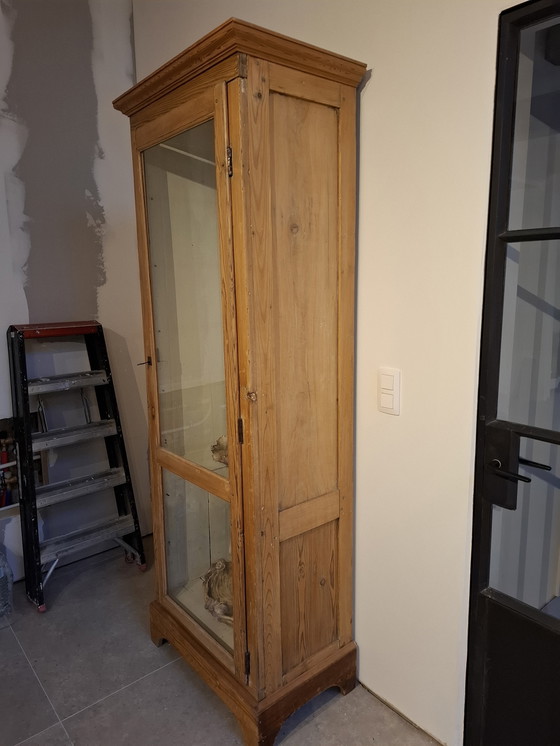 Image 1 of Pine Display Cabinet With 7 Glass Shelves