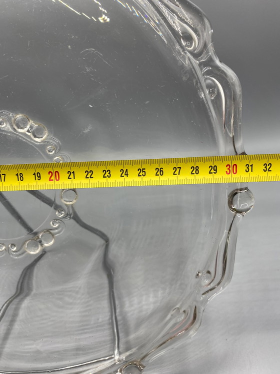 Vintage Molded Glass Serving Dish, Beaded and Scroll Design – Glass & Decanter, Mid Century Modern (photo 3 of 3)