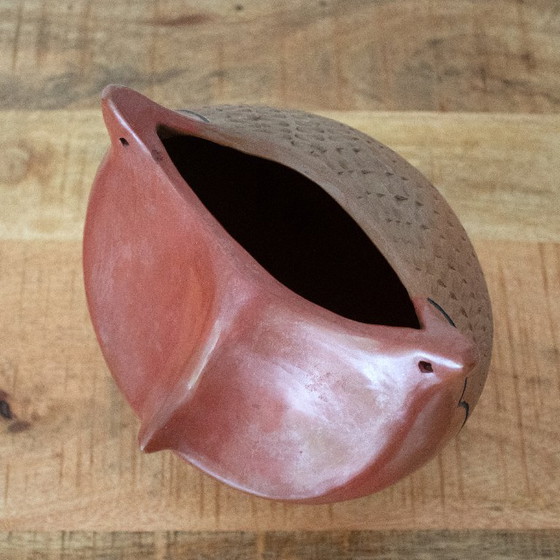 Image 1 of Abstract Terracotta Owl Vase