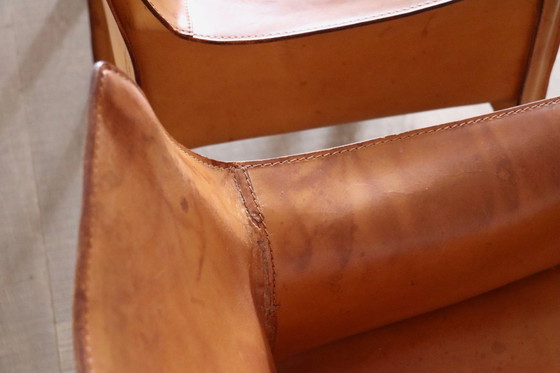 Image 1 of 6er-Set Cassina CAB Esszimmerstühle mit Armlehnen in cognacfarbenem Leder von Mario Bellini, Italien, 1970er Jahre