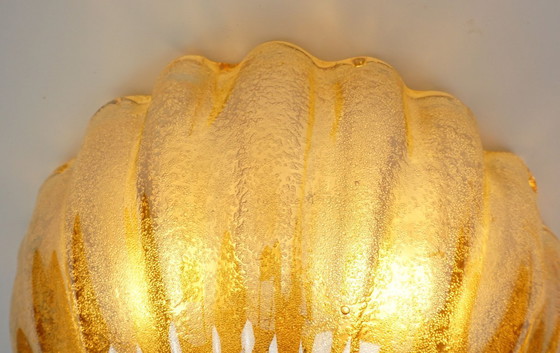 Image 1 of no. 2 of 2 - mid century modern SCONCE wall lamp lustrous glass shell shape hollywood regency style