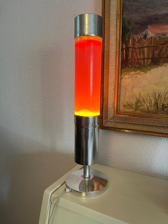 Vintage 70s "Julia" Lava Lamp - Chromed Space Age Design (France) – Table lamps, Glass (photo 4 of 5)