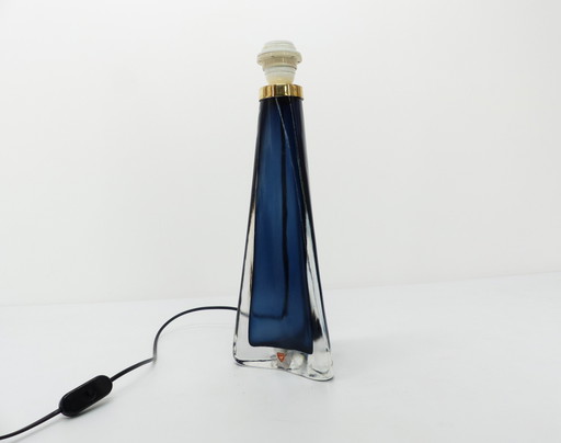 Lampe Scandinave En Verre Bleu Carl Fagerlund Pour Orrefors 1960