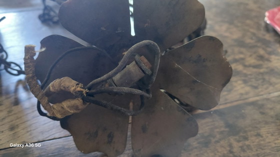 Kronleuchter von Muller Frères, 4 signierte Glaswaren – Iron (photo 8 of 8)
