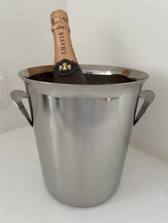 Image 1 of French vintage Jean Couzon champagne cooler, stainless steel champagne bucket