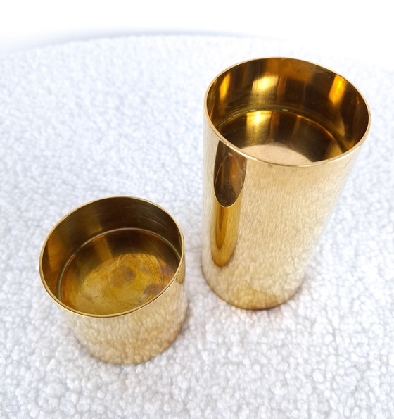 2x Vintage Kandelaren Messing Mid Century Modern Design – Kandelaars en kaarsen, Brass, Metal (photo 4 of 7)