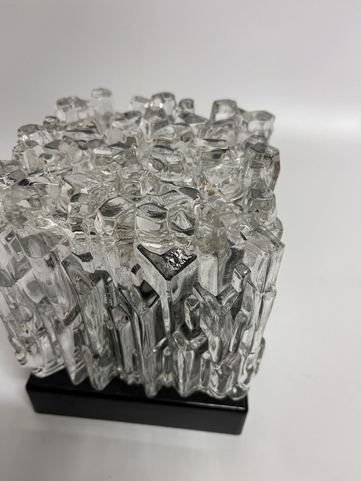 Plafonnier 'Ice-Cube' Mid Century Cube en verre transparent