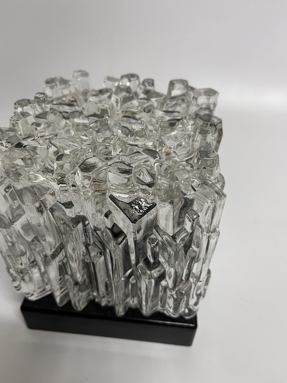 Image 1 of Mid - Century 'Ice-Cube' Ceiling Lamp Clear Glass Cube