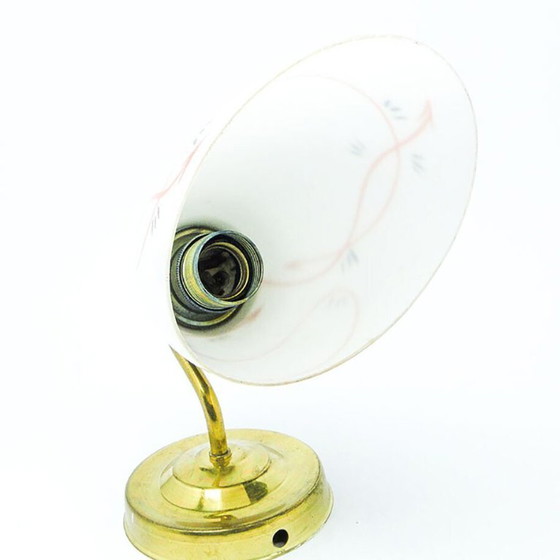Glass Wall Lamp, Poland, 1950s – Wall lights, Metal (photo 6 of 10)