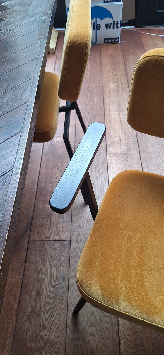 Image 1 of 4x Chaise Studio Henk Ode noir ocre jaune