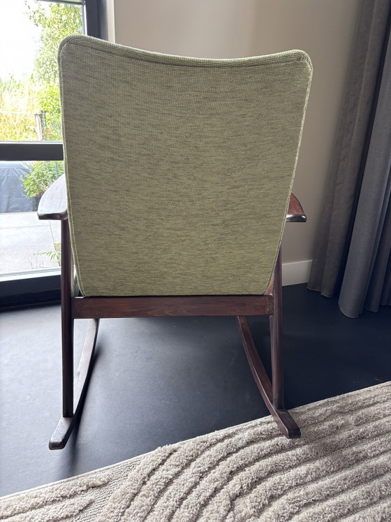 Designer Rocking Chair Louis Van Teeffelen, Midcentury – Textile, Wood (photo 4 of 5)