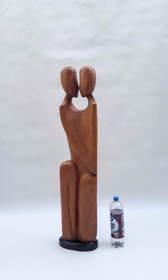 Image 1 of Grande statua in legno anni '70 coppia innamorata 106 cm