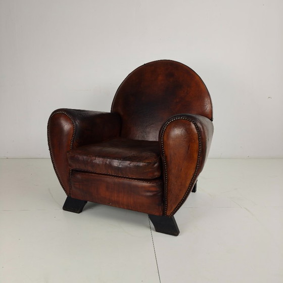 Image 1 of Poltrona da club per gentiluomini in stile Art Déco in pelle