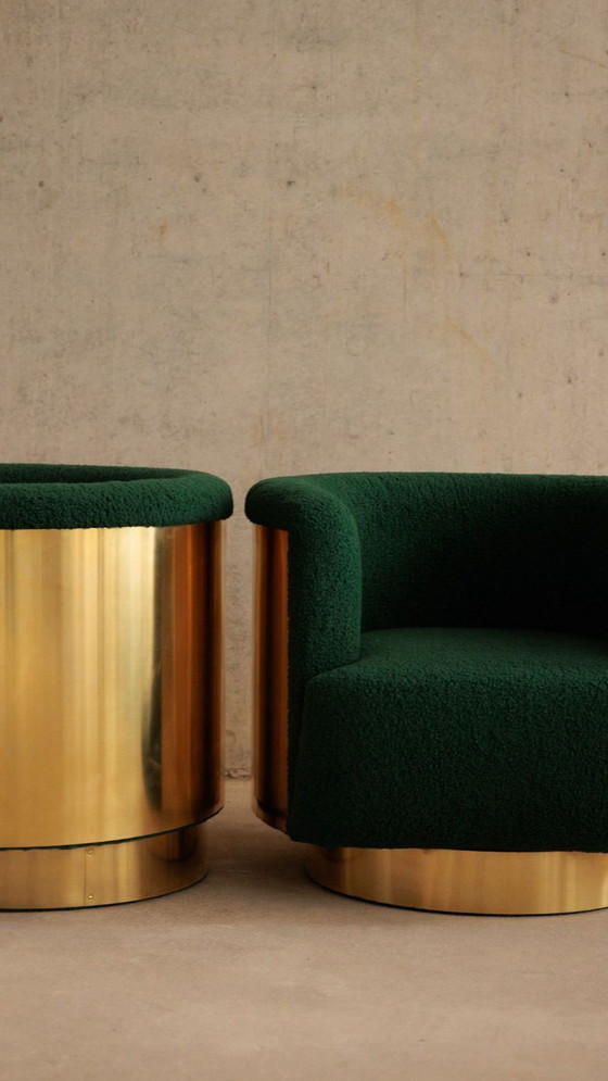 Image 1 of Poltrone girevoli in ottone, stile metà secolo, Italia, metà secolo (2 disponibili)