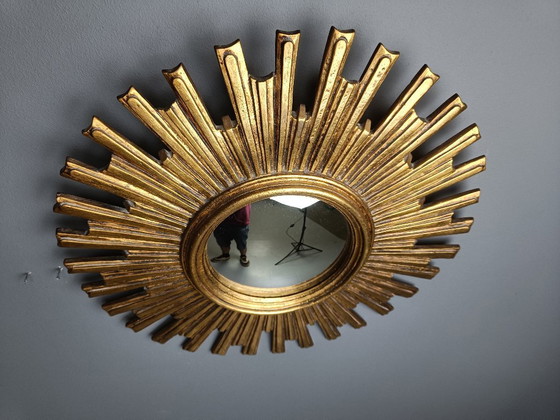 Image 1 of Vintage sunburst spiegel, jaren 1960
