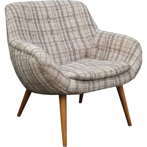 Sedia a sfera vintage in beigemarrone 1950