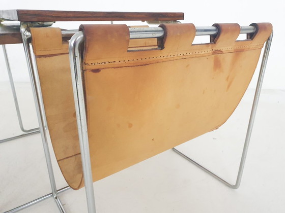 Image 1 of Mimiset di metà secolo in palissandro e pelle di Brabantia, Paesi Bassi, anni '50