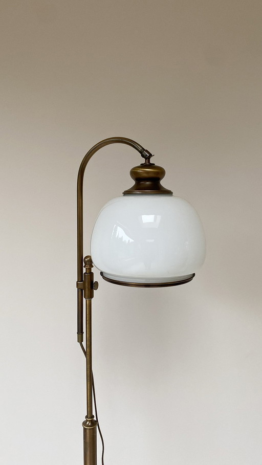 Vintage Art Deco Floor Lamp by Omi of glass and copper / brass