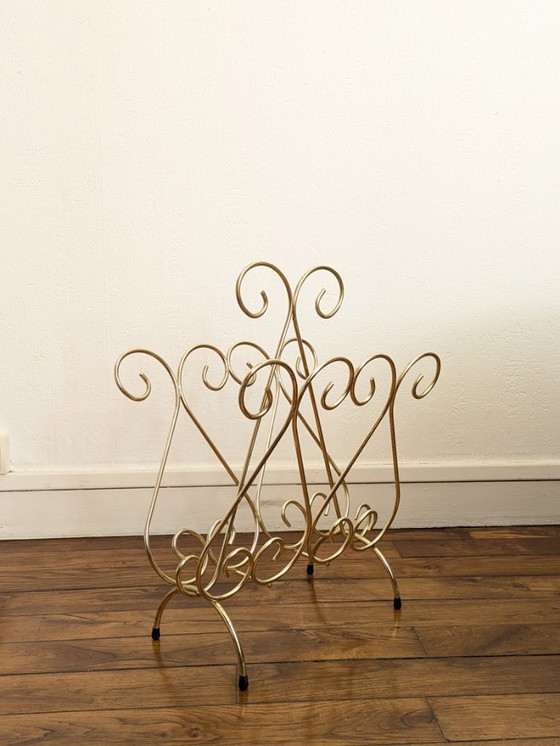 Image 1 of Porte-revue filaire doré 1960