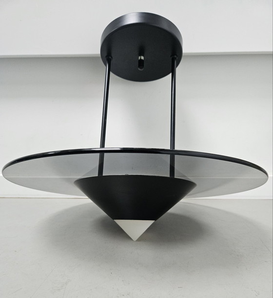 Vintage Space Age UFO Pendant Lamp 80s Postmodern – Massive, Ceiling lights, Metal, Glass (photo 5 of 12)