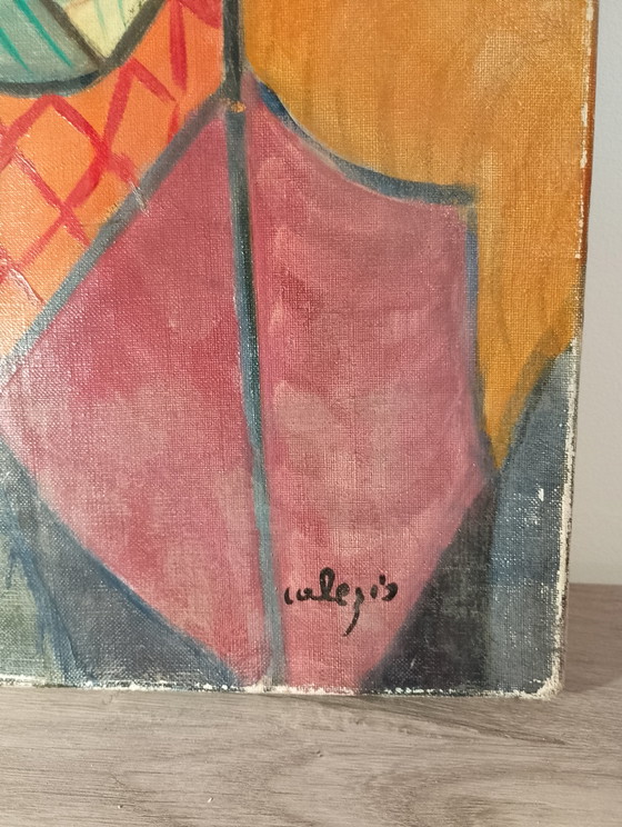 Image 1 of Neo-Cubist portrait by L. Calezis, Provençal school, Aubagne, Marseille, France, oil on canvas