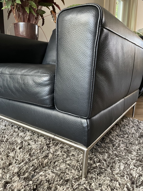 Image 1 of Ensemble de 2 fauteuils en cuir et 1 tabouret