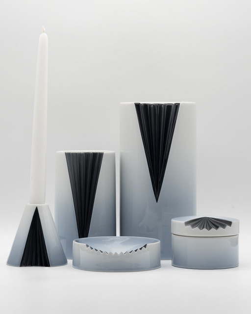 Exquisite Rosenthal Studio Line Plissée Ambrogio Pozzi Porcelain Vase Set ×5