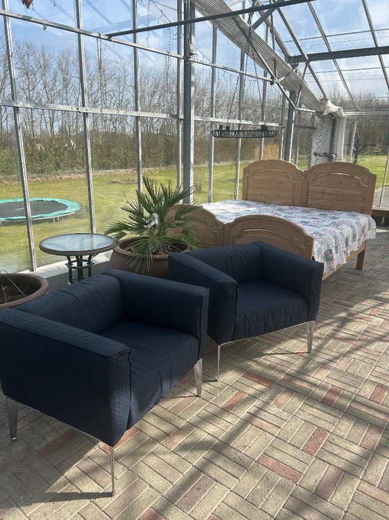 Image 1 of 2x Arper Sean Lounge Armchairs - Dark Blue