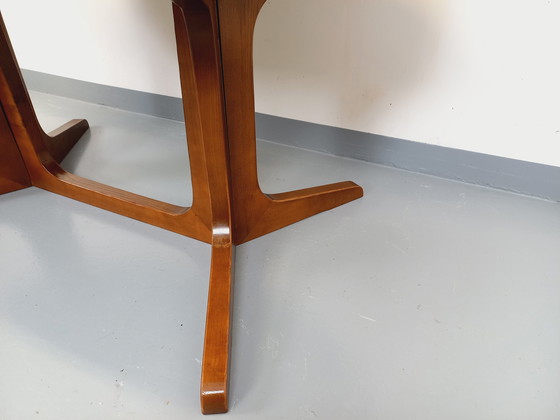 Image 1 of 60s-70s vintage Baumann elm wood oval dining table with extensions