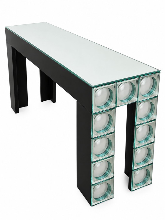Consolle in vetro con piastrelle a specchio curve argentate tavolo d'ingresso – Console, Glass (photo 6 of 9)