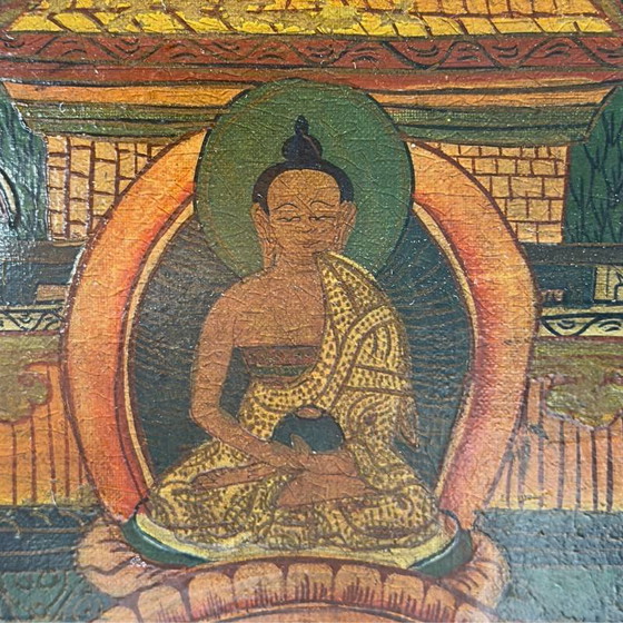 Antike Avalokiteshvara Thangka auf Holztafel - 19. Jahrhundert – Gemälde & Zeichnungen (photo 5 of 9)