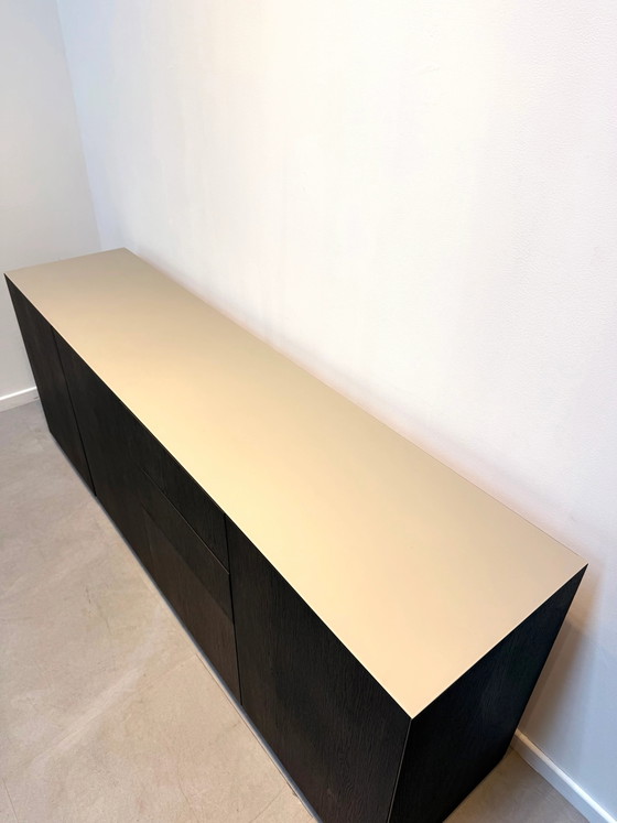 Image 1 of Contemporary Wooden Sideboard with Glass Top