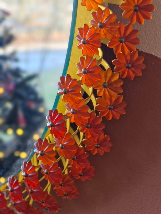 Vintage design flower mirror Emil Stejnar 60s