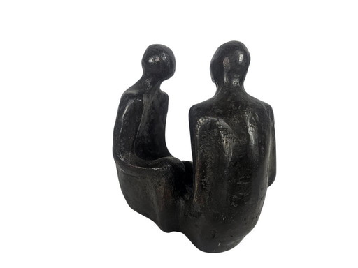 Design olandese - Rijkel Dijkstra - Bronzo - "2 persone in una buona conversazione" - anni '80