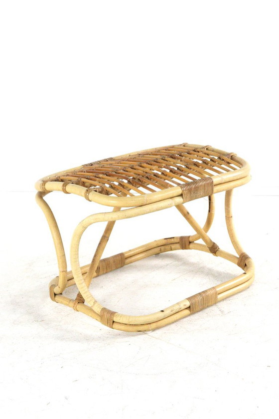 Poggiapiedi e pouf vintage in rattan (photo 4 of 11)