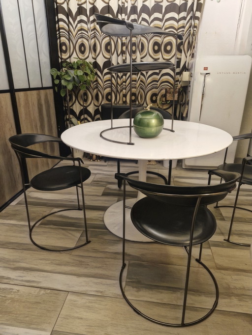 Suite de 5 Chaises Cuirs, Canasta d' Arrben Italy Vintage 1980