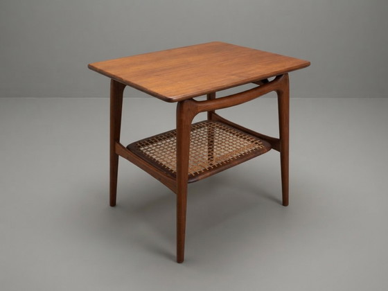 Louis Van Teeffelen Wébé Table d'appoint Ella – Teck Et Rotin, Années 60 – Tables d'appoint, Wood (photo 2 of 6)