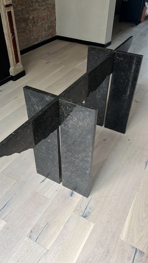 Image 1 of Vintage Modernist/Brutalist Dining Table Natural Stone and Glass Top