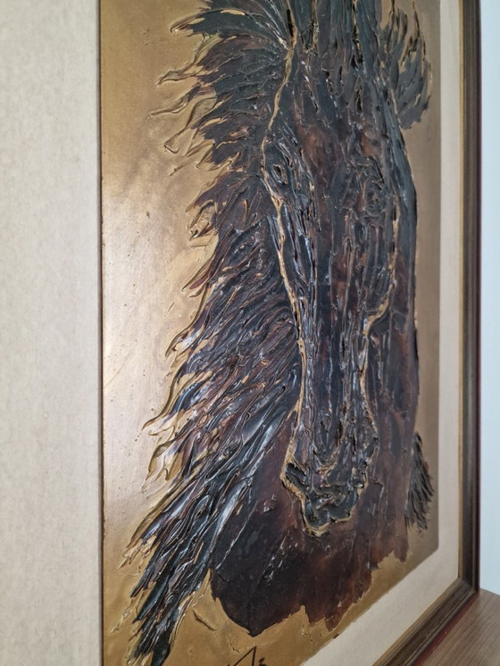 Image 1 of Vintage horse portrait signed TARGA