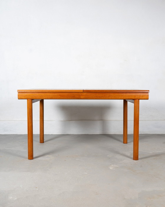 Image 1 of Mid-Century Dining Set by White and Newton Made of Teak and Blue Upholstery