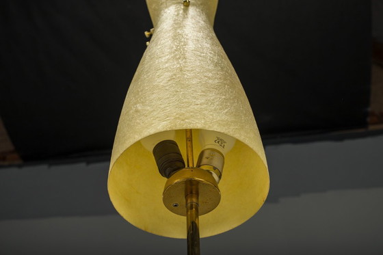 Image 1 of Lampadaire vintage en filigrane avec abat-jour en fibre de verre, Allemagne, années 1950