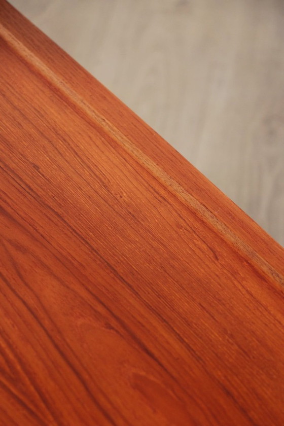 Image 1 of Tavolino da caffè vintage scandinavo in teak e rattan – Design danese degli anni '60